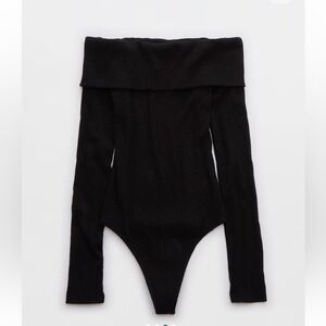 Aerie Long Sleeve Off The Shoulder Bodysuit Ribbed
